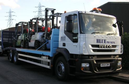 Bluewater Forklift Transporter loaded with 3 forklifts