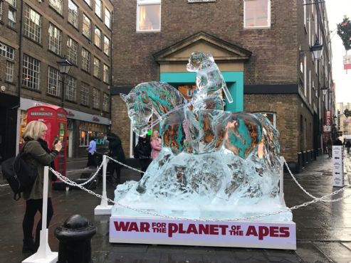 Ice sculpture in Covent Garden , London