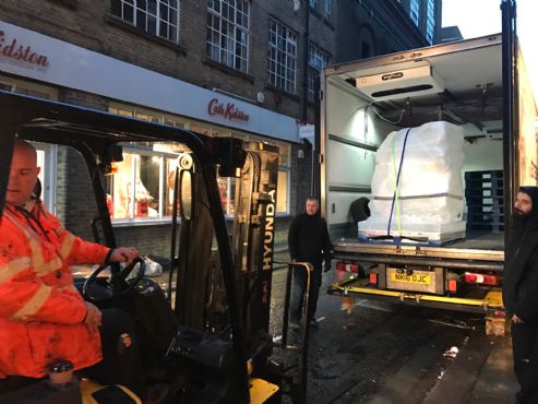 Bluewater Forklift and driver Hire in action at Covent Garden, London